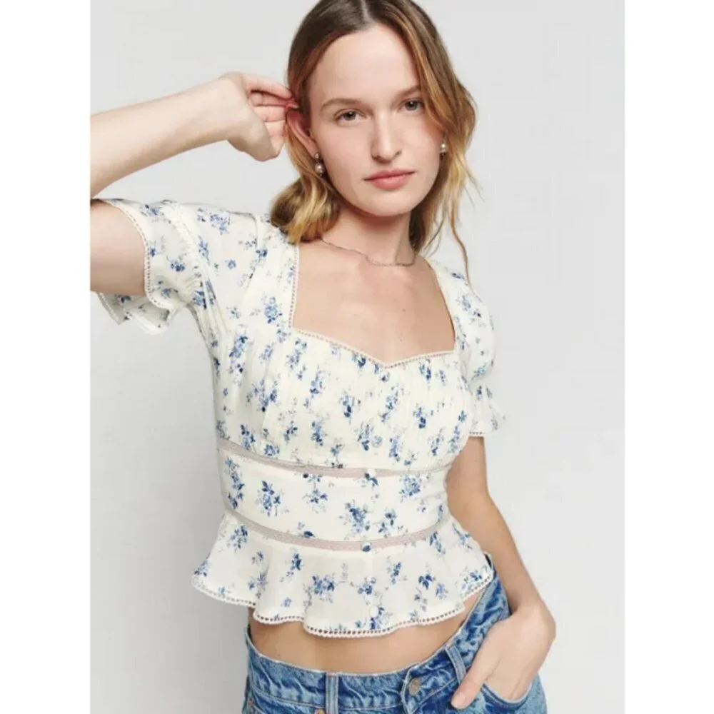 💕REFORMATION💕 Daphne Top ~ Orlaya Floral Print 10 NWT